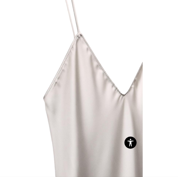 Zara NWT Gray open back satin effect slip dress Size Medium - Picture 7 of 8